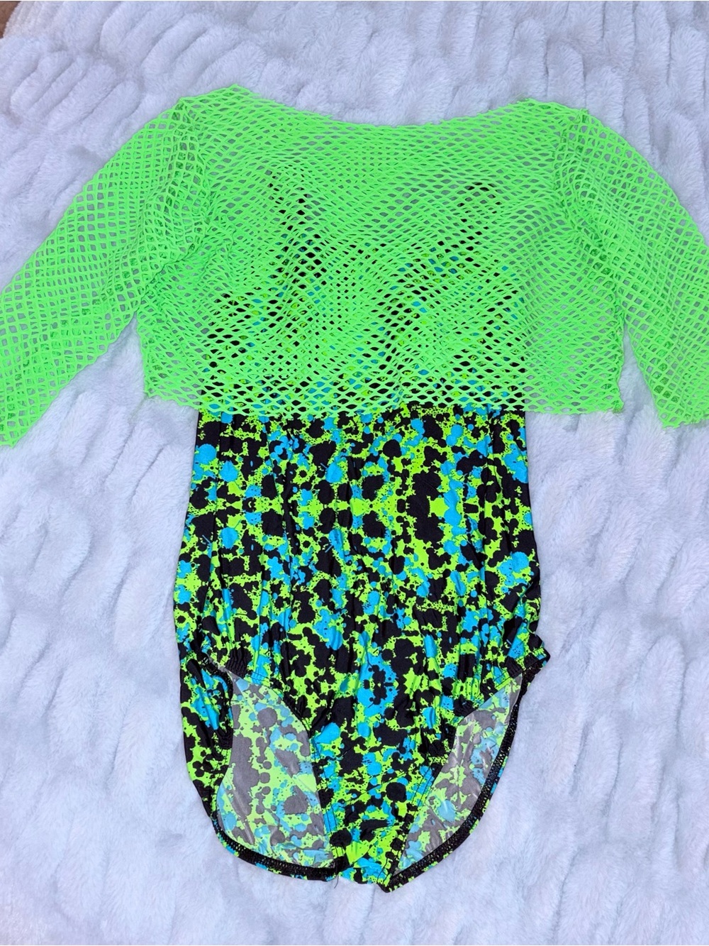 Weissman Girls Dance Costume - Neon Splash Pattern - Size XLC
